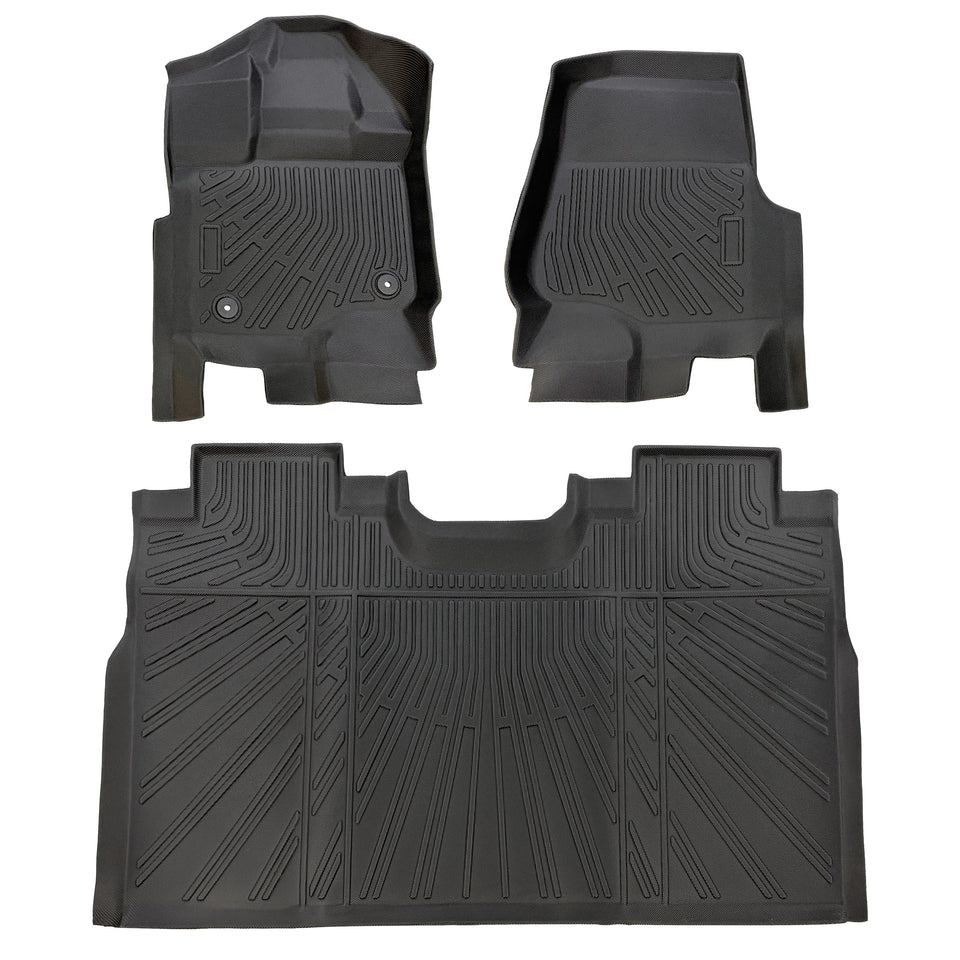 2015-2025 Ford F150 / F-150 Lightning SuperCrew Cab Without Seat Storage All-Weather TPE Floor Mats