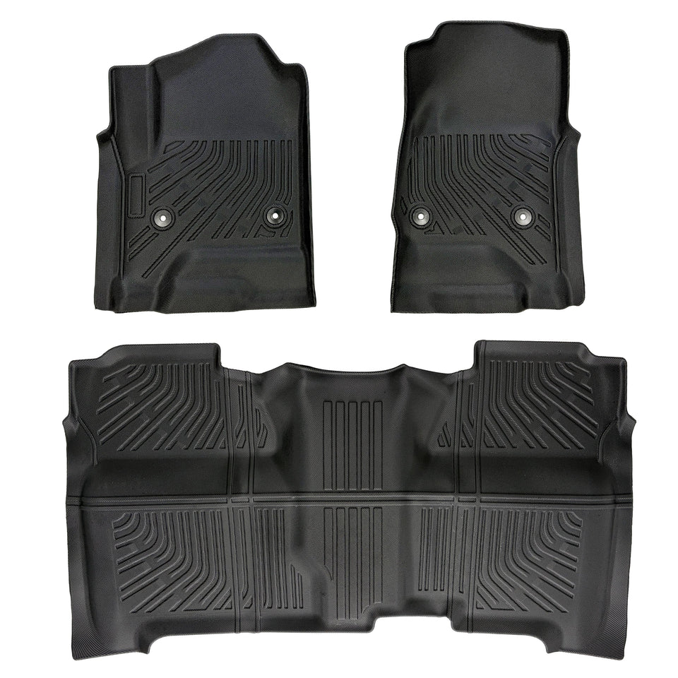 Silverado Sierra 2014-2018 1500 &2015-2019 2500HD 3500HD Crew Cab All-Weather TPE Floor Mats