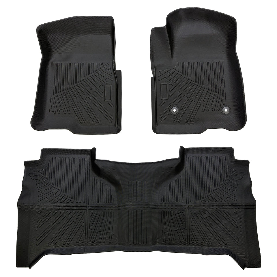 2019-2025 Silverado Sierra 1500 New Double Cab All-Weather TPE Floor Mats