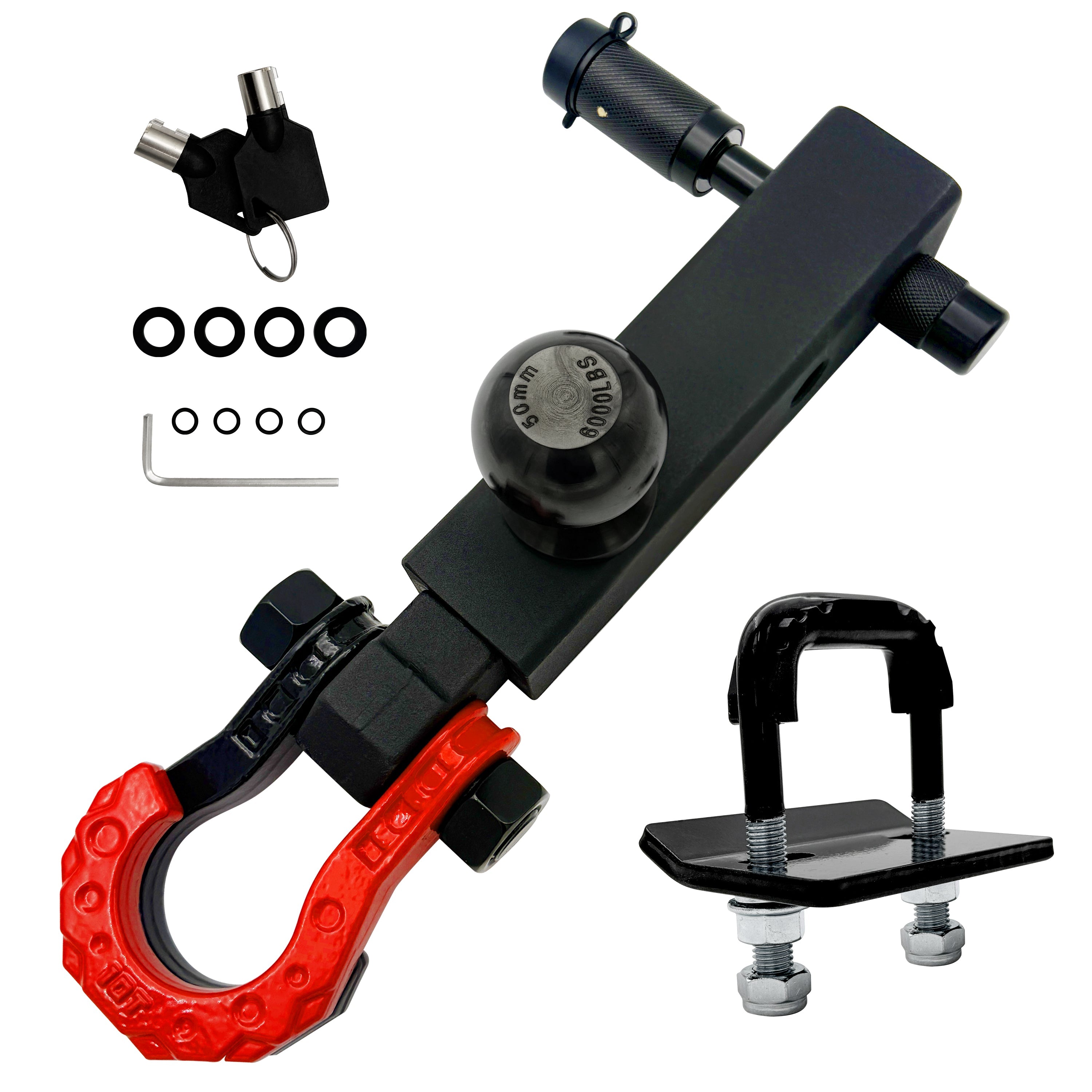 2" Hitch with Ball 50,600 lbs Strength & Shackle Key Lock